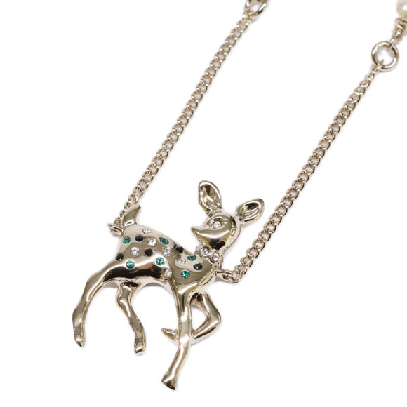 CHANEL Gold Pearl Logo Necklace